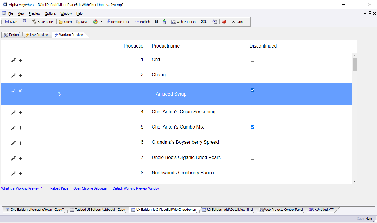 Discontinued field configured to render as a Checkbox using the Decode Value property
